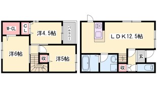 野里駅 徒歩22分 1階の物件間取画像